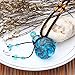 CCSC-PEC Round Gold Dust Oil Ashes urn Bottle Cork Blue Glass Pendant Vial Necklace