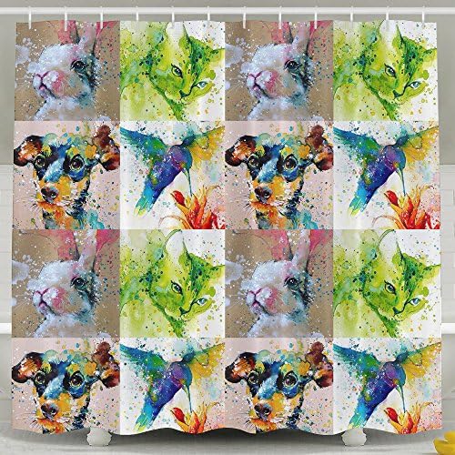 Splashed Watercolour Energy Of Birds Boom Shower Curtain Fabric Bathroom Shower Curtain Set,72x60 Inch