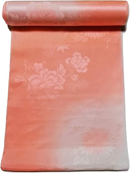 Amazon 正絹 長襦袢地 反物 綸子 珊瑚色ぼかし コーラルピンク 50ｃｍ単位で切り売り 羽裏 肩裏 コート裏 うそつき襦袢 替え袖 手芸 はぎれ 和布 着物 和服 裏地 生地 布 絹 シルク 布 生地 通販