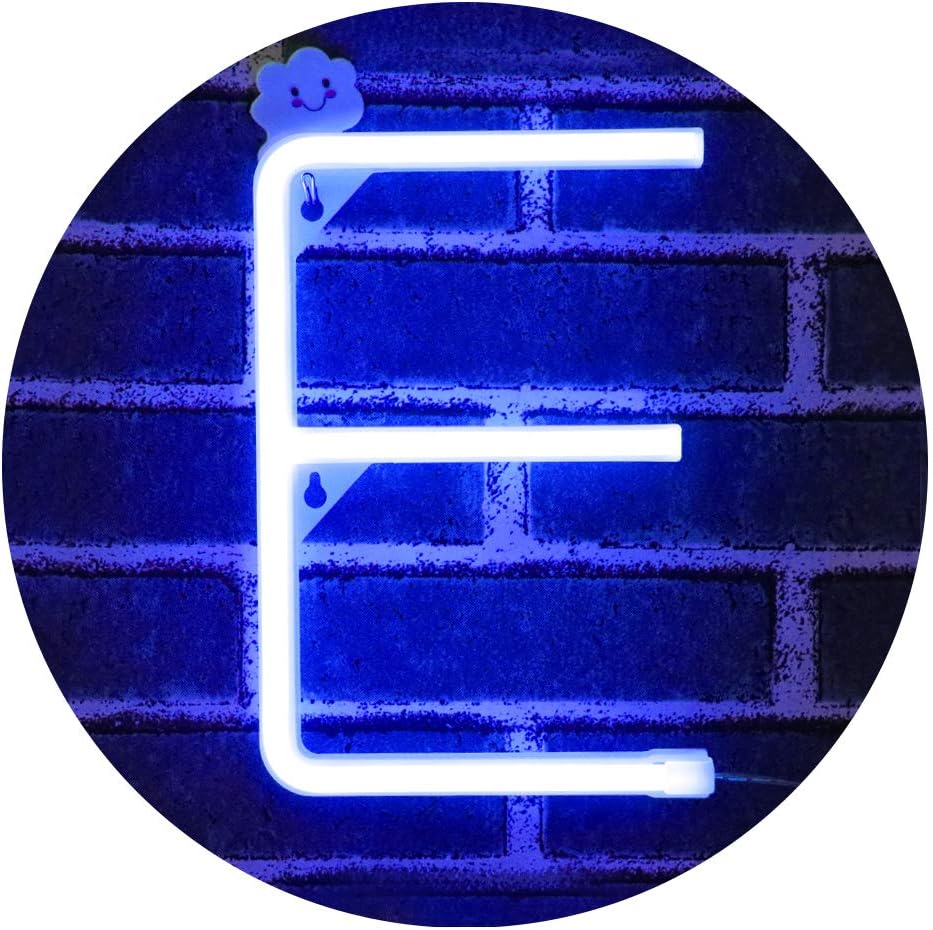 LED Neon Letter Light, USB Batteries Operated Marquee Letter Sign for Night Light Bright Lamp Words for Home, Hotel, Indoor Wall Decor-blue Letter E