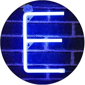 LED Neon Letter Light, USB Batteries Operated Marquee Letter Sign for Night Light Bright Lamp Words for Home, Hotel, Indoor Wall Decor-blue Letter E