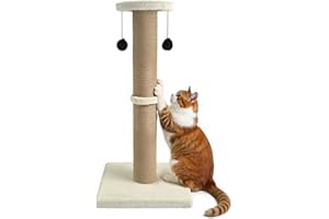 MEOWHOMM Cat Scratching Post, 32 Inch Tall Scratching Post for Indoor with 2 Ball Cat Scratcher for Medium and Large Cats