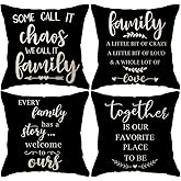 ULOVE LOVE YOURSELF Home Quotes Throw Pillow Covers Farmhouse Decorative Cushion Cover 18 x 18 Inch Rustic Family Words Country Decor Pillowcases Set of 4 for Sofa Couch Porch (Black)