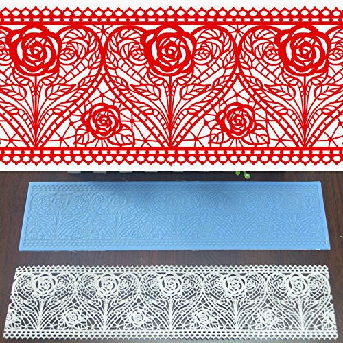 Art Nouveau SLM017 Hearts And Roses Silicone Lace Cake Mat Edible Sugar Mould