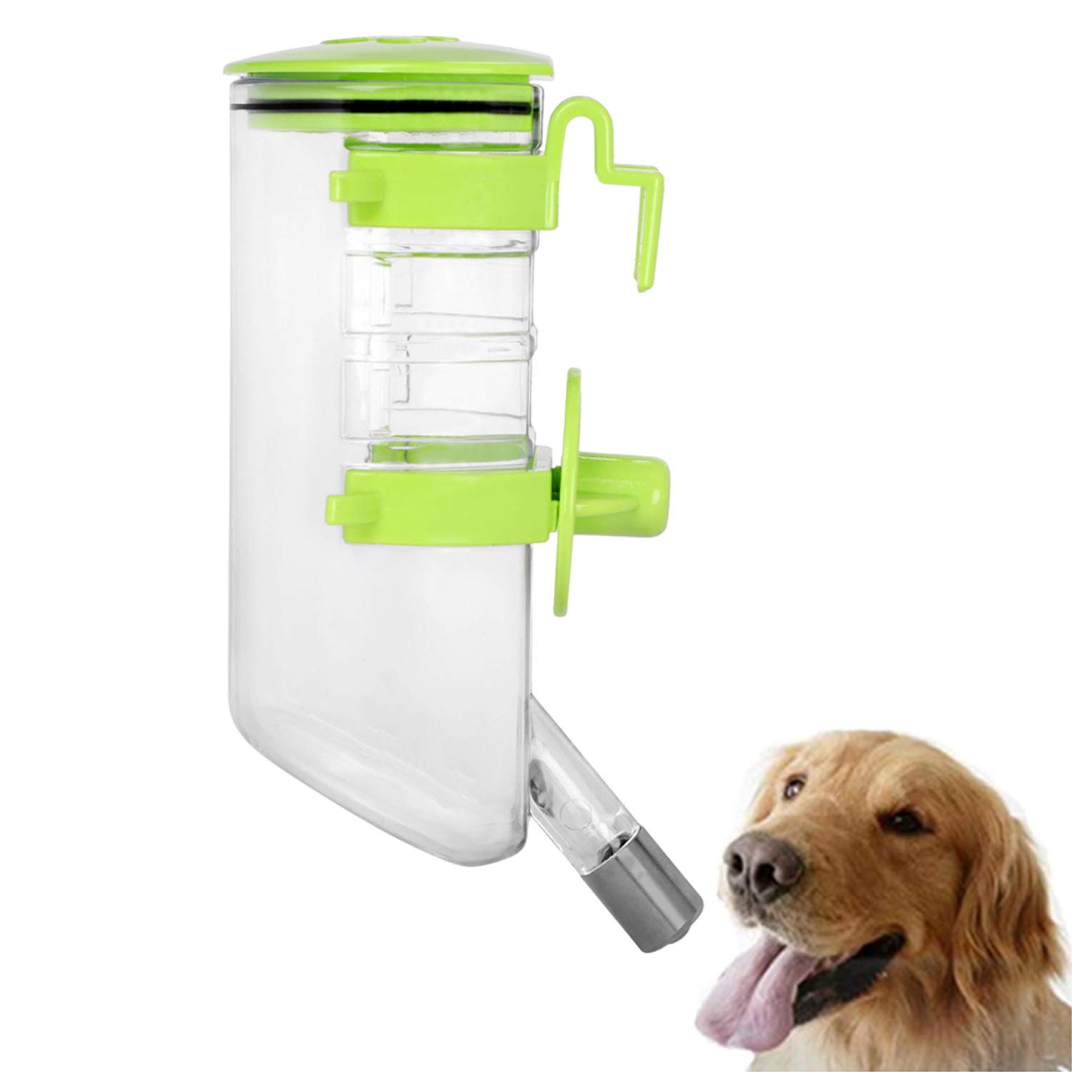 Dog Crate Water Bottle Portable Pet Water Dispenser Cat Cage Drinker Kettle Hanging Puppy Kennel Crate Automatic Drinking Fountain for Small Medium Large Dog Cat Rabbit 350ml