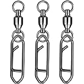 Atibin Snap Connector Fishing Swivels Stainless Bearing Ball Snap Swivels Steel Quick Change Fishing Clips Swivel Black Nickel