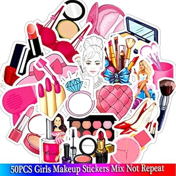 DADATU Pegatinas 50 Unids Nuevo Maquillaje Niñas Pegatinas Rosas ...