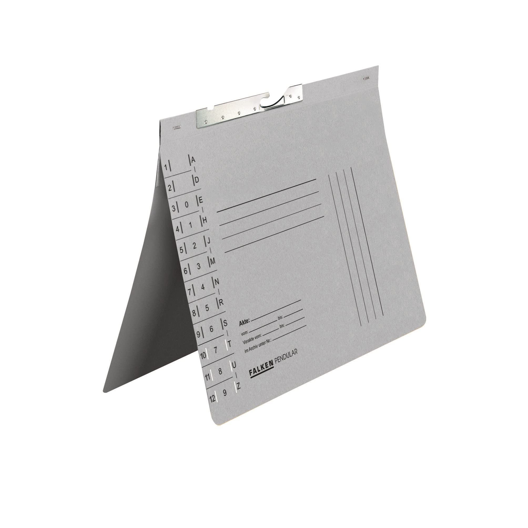 Exacompta - Ref 15033678000F - FALKEN - Pendular Pendel Bottom-Up Flat Files with Index Slots - A4 (210 x 297mm) in Size, 320gsm Recycled Manilla - Grey (Pack of 50)