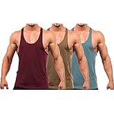 YAKER Men's Blank Stringer Y Back Bodybuilding Gym Tank Tops