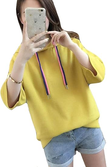 Amazon Piite トップス レディース 夏服 半袖パーカー フード付き カジュアル 上着 トレーナー おしゃれ パーカー スウェット スポーツ おしゃれパーカー ストリート系 トレーナー パーカー 通販