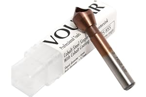 Vouyar Cobalt Steel Single End Countersink Drill Bit with Cobalt Coating Finish for Hard Metal Wood, 90 Degree M35 HSS, 6MM Round Shank, 9.7MM Body Diameter