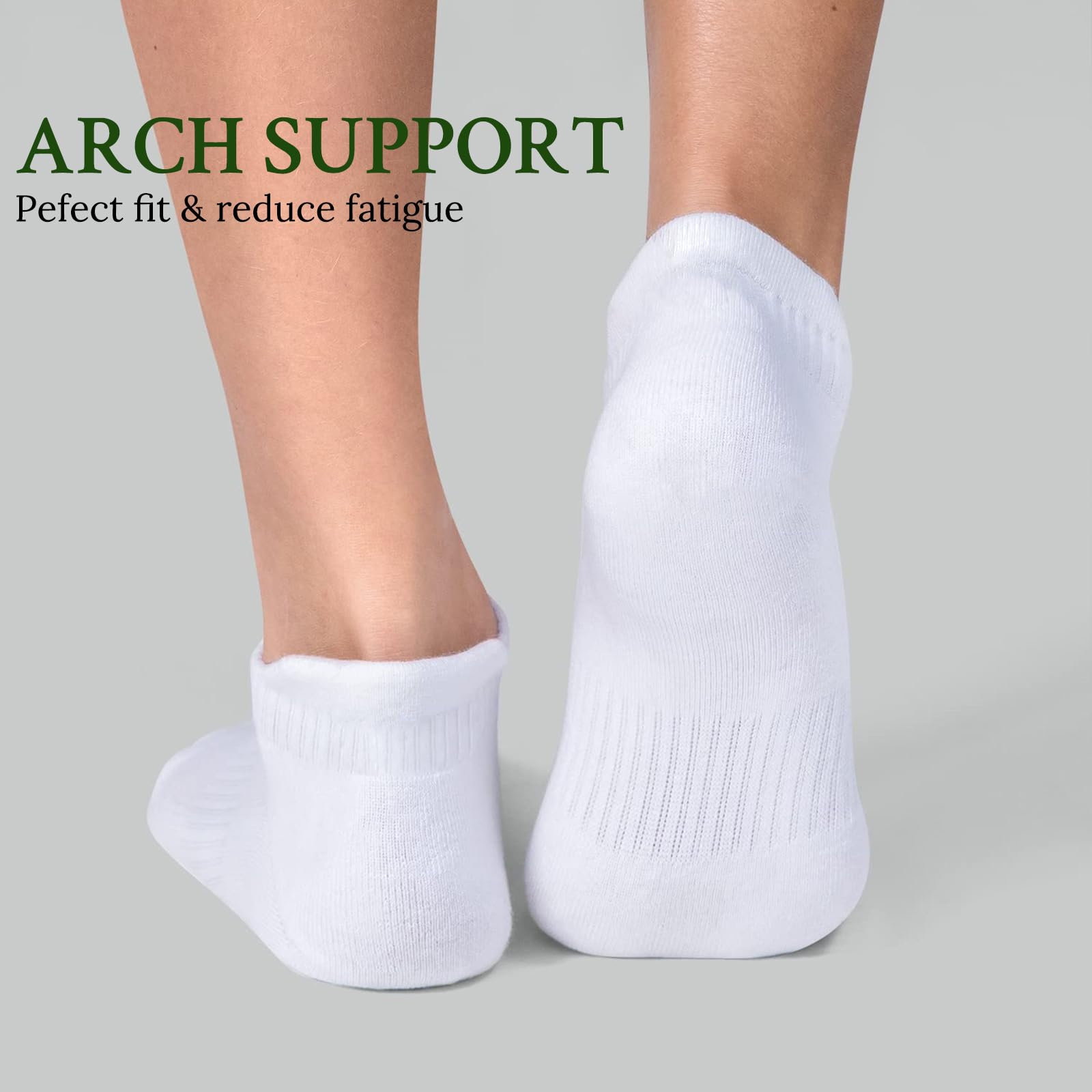 Wamicu 10 Paar Sneaker Socken Herren, Atmungsaktive Baumwolle Sportsocken, Kurz Halbsocken Laufsocken, Weiß, EU 43-46 5