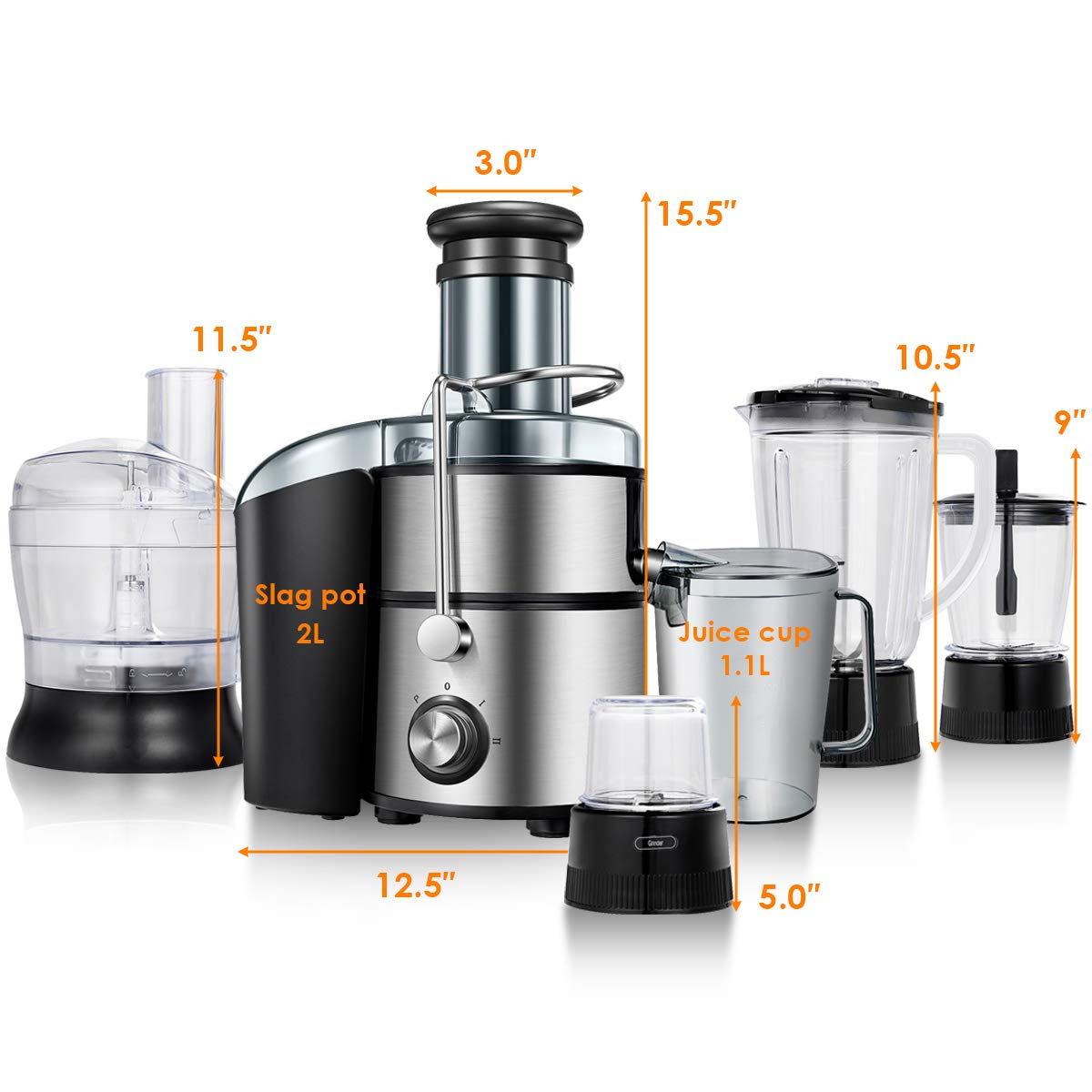 COSTWAY Electric 5in1 Professional Food Processer and Juicer Combo