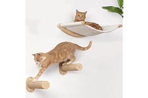 ELASIGNSHOPO Cat Wall Furniture,Cat Hammock Wall Mounted Cat Shelf with Two Steps, Cat Wall Climbing Shelves Set,Cat Shelf and Perches for Wall Sleeping,Playing,Climbing and Lounging,Cat Bed for Kitty Large Cats