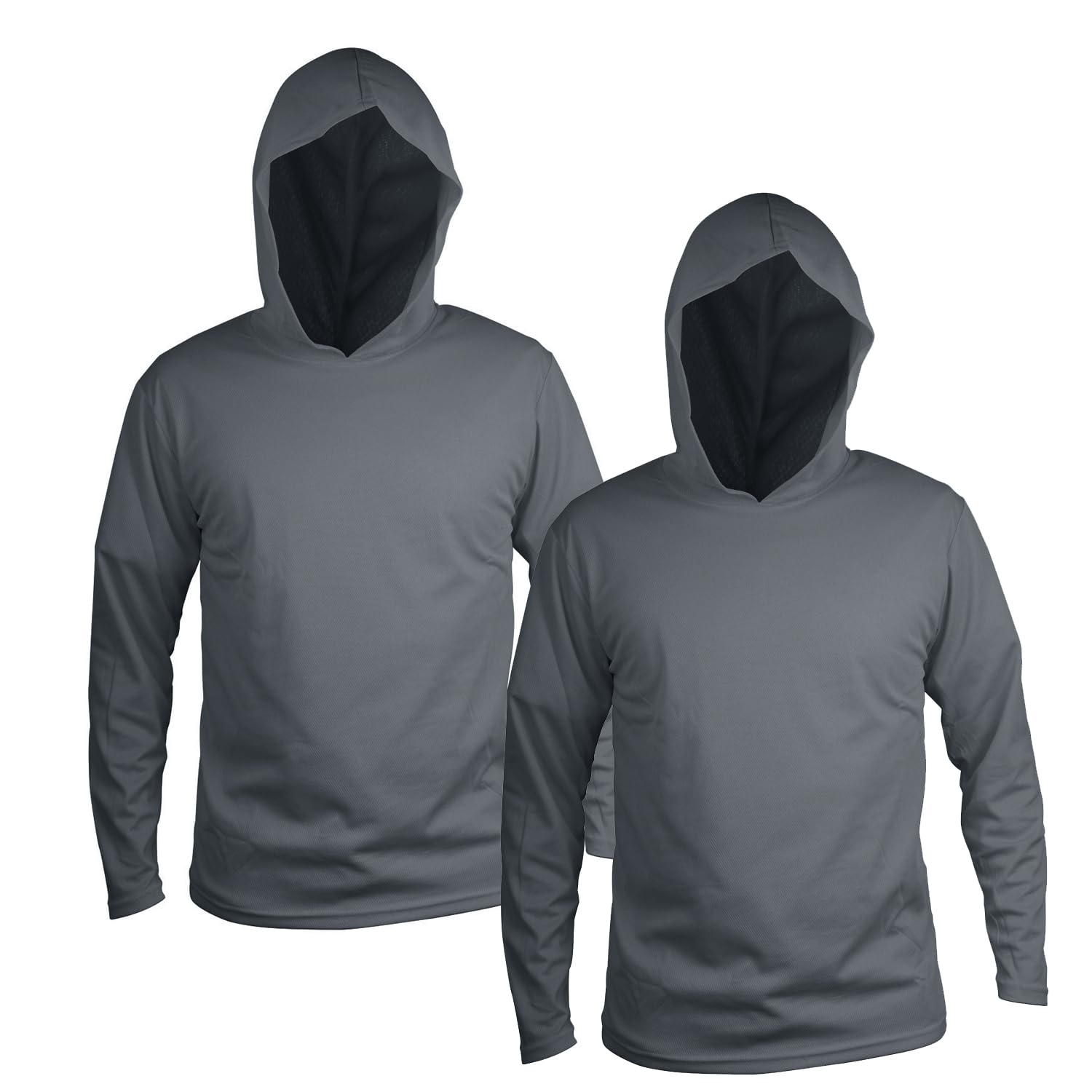 Photo 1 of ***MISSING ONE***TZ Promise Men Ultra-Lightweight Hi-Vis Construction Work Shirts Long Sleeve Hoodie UPF 50+ Sun Protection, 2-Pack Gray