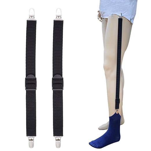 THEE Unisex Hemdhalter Strumpfhalter Hoseträger Strumpfband mit rutschfesten Klemmschellen