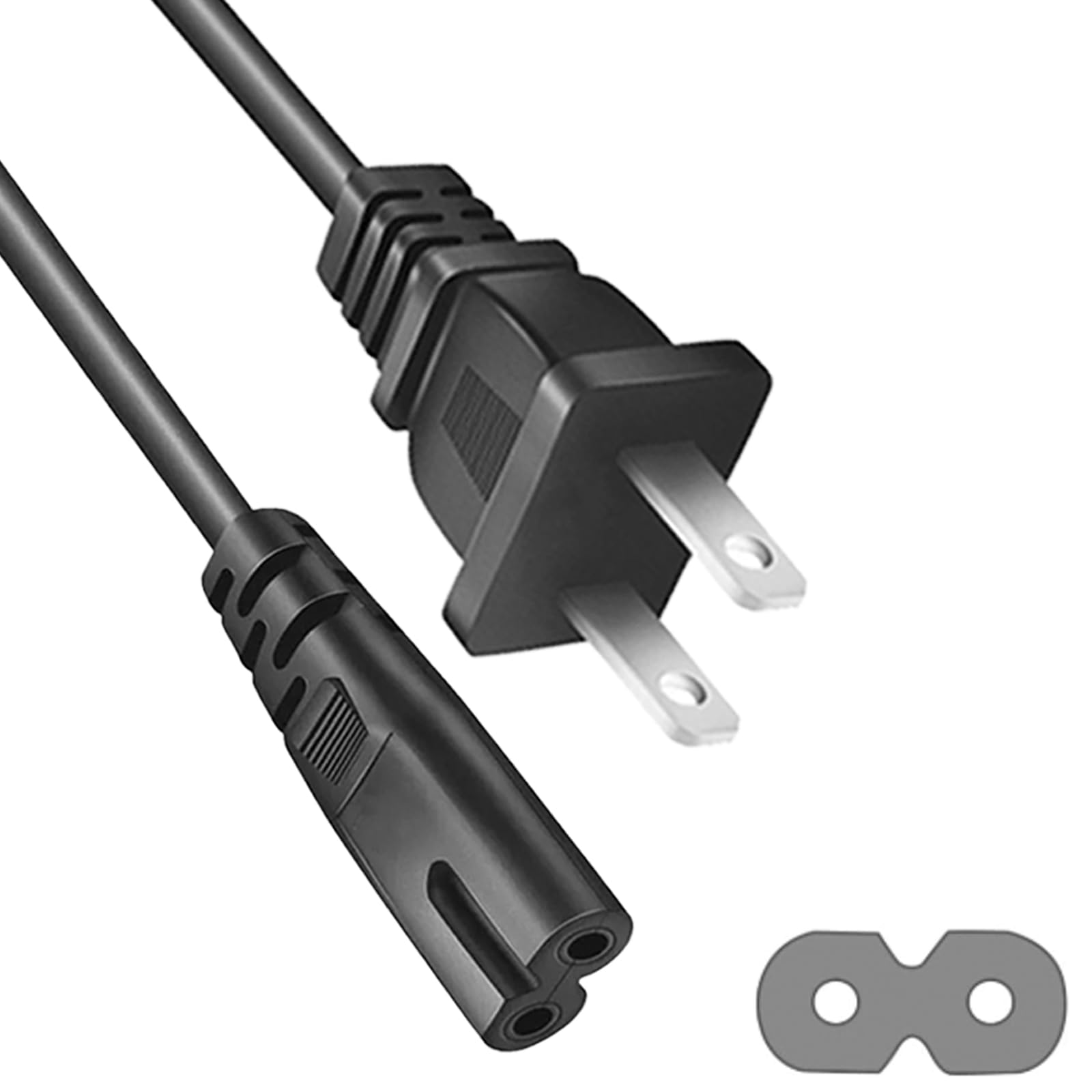 Photo 1 of 10 FT AC Power Cord Universal 2 Prong Power Cable, 8-Shaped Replacement Cable - Compatible with TVs, Monitors & Appliances PS4 PS5 Xbox Game Console ?See Details for More Compatible Device Models?