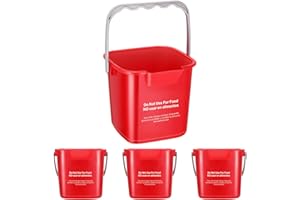 Uiifan 3 Pcs 6 Quart Bucket for Cleaning Small Sanitizing Square Bucket Detergent Pail Plastic Utility Cleaning Pail for Home Commercial Restaurant Kitchen Office School Commercial Use(Red)