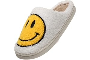 PLMOKN Slippers for women indoor and outdoor men open toe fluffy cute smile face slippers