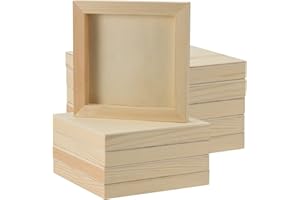 ZOENHOU 10 PCS 8 x 8 Inch Wood Canvas Boards, Unfinished Square Wood Canvas, Cradled Wood Panels for Painting, Pouring Art, Crafts