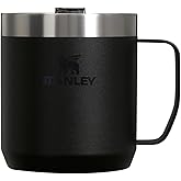 STANLEY Stay-Hot Camp Mug 12 oz | Press Fit Drink Through Lid | Cup for Coffee, Tea and Drinks | Insulated Stainless Steel Coffee Mug | BPA-Free | Black 2.0