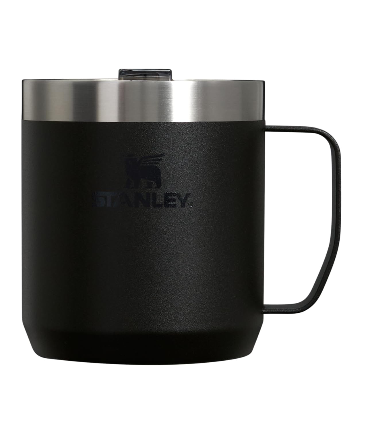 Photo 1 of ***DENTED***Stanley Stay-Hot Camp Mug 12 oz | Press Fit Drink Through Lid | Cup for Coffee, Tea and Drinks | Insulated Stainless Steel Coffee Mug | BPA-Free | Black 2.0