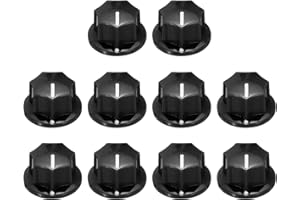 10pcs Black Guitar Effect Pedal Knob, 7/16" Plastic Brass Insert Electric Guitar Knobs for Amplifier Guitar Bass Volume Contr