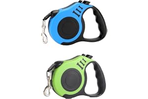 2 x 16ft Retractable Dog Leash for Small Dogs - Holds up to 33 lbs, 360° Anti-Tangle Long Cat Leash for Small and Medium-Size