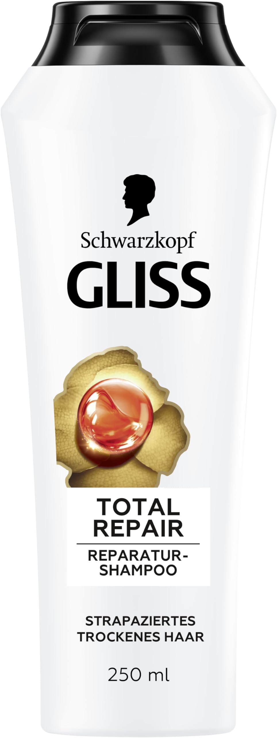 Gliss Shampoo Total Repair (250 ml), Haarshampoo mit flüssigem Keratin & Blüten-Nektar, Pflegeshampoo für trockenes und geschädigtes Haar reduziert Haarbruch