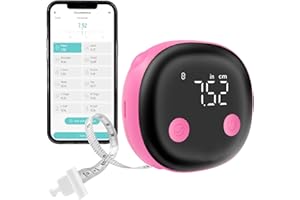 LUODIRGB Fitdays Smart Body Measuring Tape, Bluetooth Digital Body Fat BMI Tool with HD LED Display, Fitness & Weight Loss Tracker, Rechargeable Body Tape Measure, Fitdays App Sync (Pink-US)