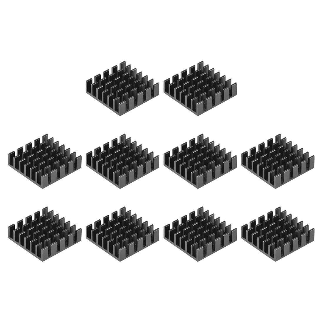 sourcing map Electronic Radiators Heatsink for MOS GPU IC Chip Black 20 x 20 x 6 mm 10pcs
