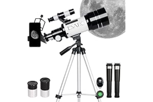 ESAKO Telescope for Kids & Astronomy Beginners, 70mm Aperture Portable Telescopes Height Adjustable Tripod, Phone Adapter & Moon Filter