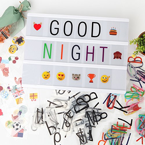ME456 270 Black Letters, Pastel Colour Letters, Pastel Colour Emojis and Special Decorative Symbols for Use with A4 Cinematic Light Up Box