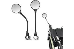 Wheelchair Rear View Mirrors, 360° Rotating Telescopic Wide-Angle Rearview Mirror for Wheelchair & Mobility Scooter, 2 PCS