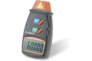 JECTSE Digital Non- Tachometer,-2234C RPM Tach Tester Meter 2.5-99,999RPM Auto Range Motor Digital Photo Tachometer,LCD ABS,Per Car,Wheels, Lathe, Electrical Fan,Paper Making
