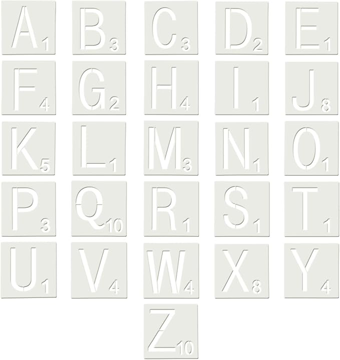 Dxhycc 78 Pieces Scrabble Letters Stencil, A - Z Alphabet Stencils ...