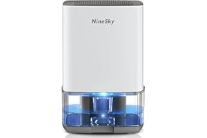 NineSky Dehumidifier for Home, 30oz Water Tank,(300 sq.ft) Dehumidifiers for Bedroom, Bathroom, Basement with 7 Colorful Lights, Auto Shut Off(C1 White/Gray)
