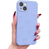 Kirnntca Silicone Case for iPhone 13, Engraved Bow, Lavender Purple | Engraved Bow Pattern, Liquid Silicone, Matte Grip, Full Camera Protection, Anti-Scratch Microfiber Lining, For Women Girls