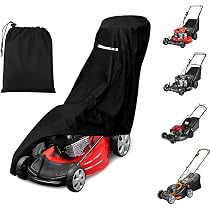 Universal Lawn Mower Cover - Heavy Duty Waterproof 420D Polyester Oxford Fabric With Reflective Strips, Fits Most Push Mowers (Grey, Includes Storage Bag)