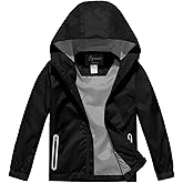Spmor Boys Girls Rain Jackets Lightweight Waterproof Hooded Raincoat Lined Windbreakers for Kids