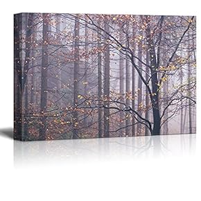 Canvas Wall Art - Beautiful Trees with Yellow Leaves in Autumn - Giclee Print Gallery Wrap Modern Home Art Ready to Hang - 12x18 inches