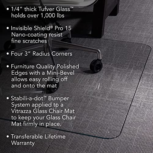 Vitrazza Glass Office Chair Mat Square 48" x 48" Chiaro Std Clear