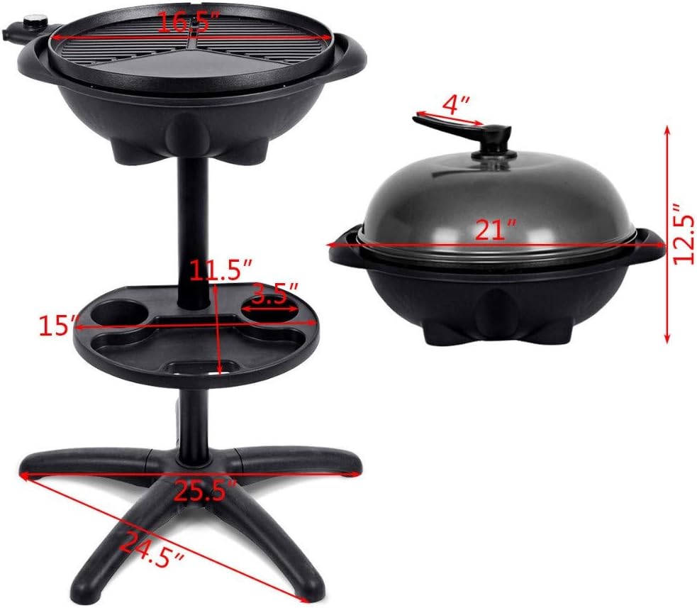 review Electric BBQ Grill 1350W Non-Stick 4 Temperature Setting Outdoor Garden Camping