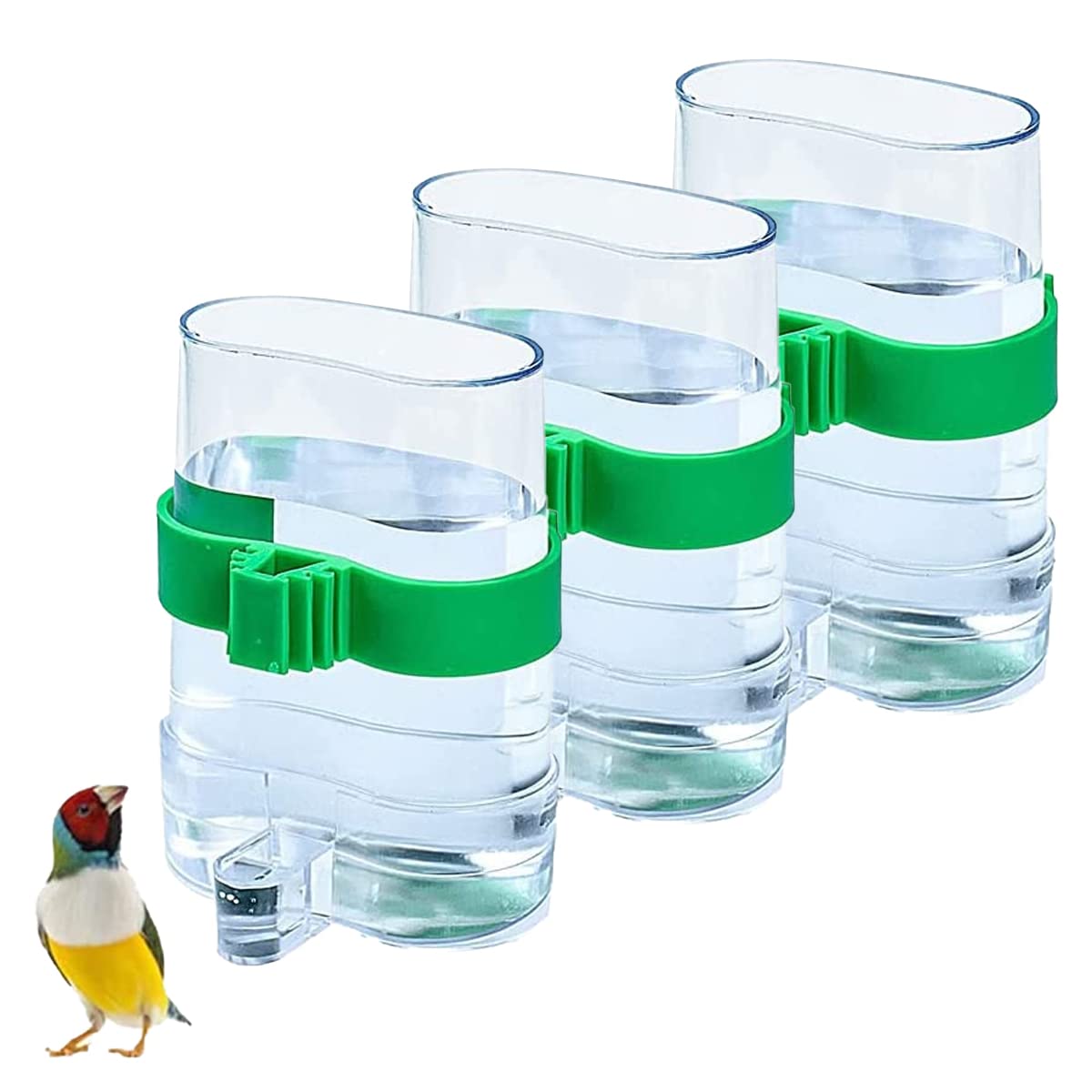 DBAILY Bird Water Dispenser 3 Pieces Feeder Birds Automatic Parrot Water Bottle Feeder Bird Feeding Bowl Drinking Bottle for Hanging in Bird Cage for Cockatiels Parrots