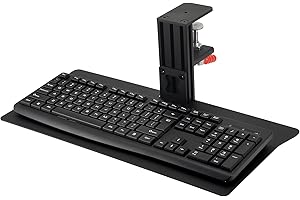 Quick Release Keyboard Desk Mount, Clamp-on Adjustable Tray,18.5x8.7 Inch, Extra Sturdy Single Clamp Design, Height Adjustabl