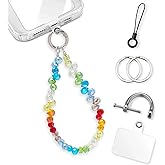 KARENSKEYS Phone Charm Strap, Stylish Crystal Beaded Lanyard with Tether Tab &Metal Buckle for Cellphone, Wrist Keychain for Car Keys with D Ring for Women.