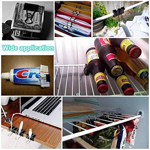 VIPITH 80PCS Binder Clips Paper Clamp Clips Jar Assorted Six Sizes Black and 450PCS Paper Clips Organizers Assorted Two Sizes Silver For Office, Home, School, Kitchen and Hotel Usage - Thumbnail 3