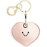 ZOUITY Leather Keychain Holder Case Compatible with AirTag,Cute Protective Cover with Keyring,Anti-Scratch Finder GPS Tracker Case for Wallet Keys,bag,pets,Backpack(Pink Heart)