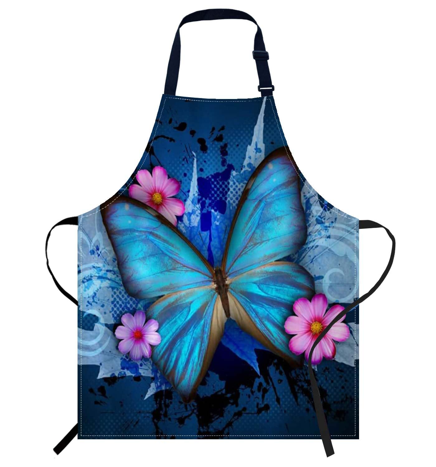 Smooffly Butterfly Apron - Unisex Adjustable Bib Apron for Cooking, Kitchen, Restaurant, Coffee House