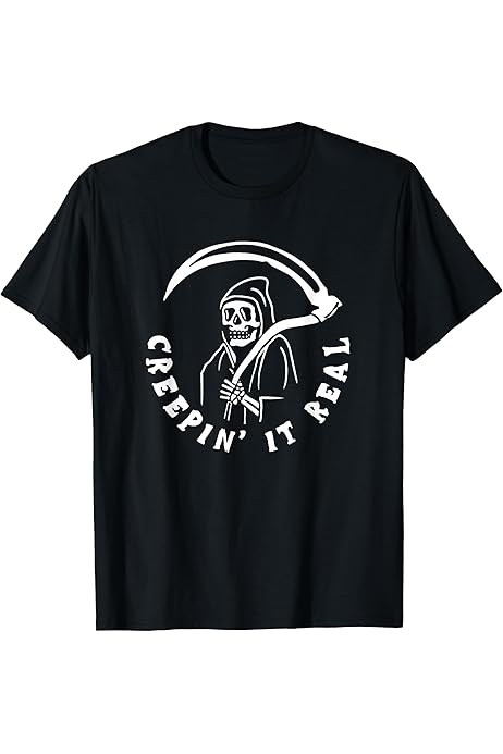 Amazon.com: Creepin It Real Grim Reaper Halloween T-Shirt 